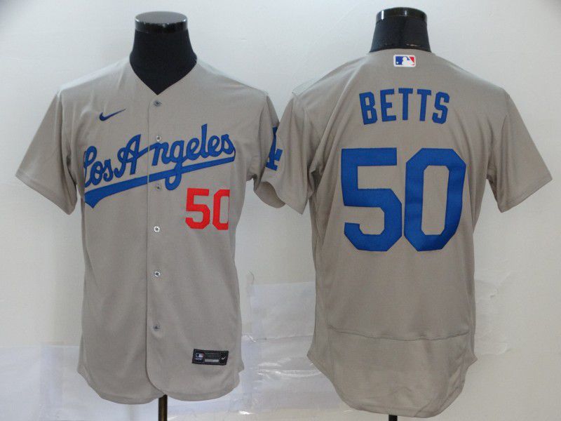 Men Los Angeles Dodgers #50 Betts Grey Elite Nike Elite MLB Jerseys
